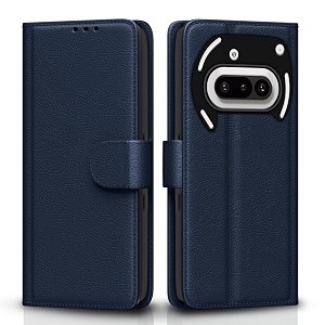pikkme flip cover for nothing phone 3a 5g leather finish  inside tpu with card pockets  wallet stand and shock proof  complete protection flip caseblue