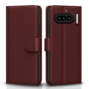 pikkme flip cover for nothing phone 4a 5g leather finish  inside tpu with card pockets  wallet stand and shock proof  complete protection flip case brown
