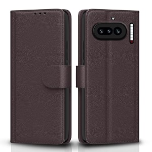 pikkme flip cover for nothing phone 4a 5g leather finish  inside tpu with card pockets  wallet stand and shock proof  complete protection flip case coffee
