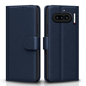 pikkme flip cover for nothing phone 4a 5g leather finish  inside tpu with card pockets  wallet stand and shock proof  complete protection flip case blue