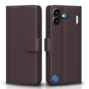 pikkme flip cover for nothing phone 4b 5g leather finish  inside tpu with card pockets  wallet stand and shock proof  complete protection flip case coffee