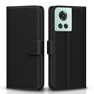 pikkme flip cover for oneplus 10r 5g  10r prime 5g  leather finish  shockproof with card pockets amp wallet stand  ultimate protection caseblack