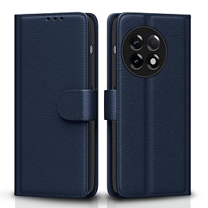 pikkme flip cover for oneplus 11r 5g leather finish  shockproof with card pockets amp wallet stand  ultimate protection caseblue