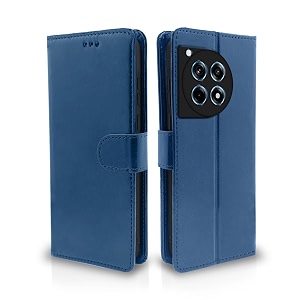 pikkme flip cover for oneplus 12r 5g  leather finish  shockproof with card pockets amp wallet stand  ultimate protection caseblue