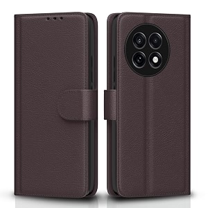 pikkme flip cover for oneplus 13r 5g  leather finish  shockproof with card pockets amp wallet stand  ultimate protection casecoffee