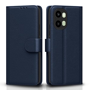 pikkme flip cover for oneplus 15r 5g leather finish  inside tpu with card pockets  wallet stand and shock proof  complete protection flip case blue