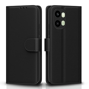 pikkme flip cover for oneplus 15r 5g leather finish  inside tpu with card pockets  wallet stand and shock proof  complete protection flip case black