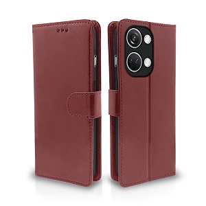pikkme flip cover for oneplus nord 3 5g  leather finish  shockproof with card pockets amp wallet stand  ultimate protection casebrown