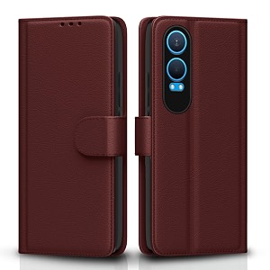 pikkme flip cover for oneplus nord ce 4 lite 5g  leather finish  shockproof with card pockets amp wallet stand  ultimate protection case brown
