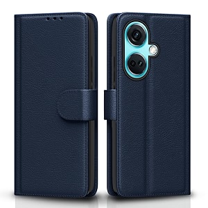 pikkme flip cover for oneplus nord ce 3 5g leather finish  shockproof with card pockets amp wallet stand  ultimate protection caseblue