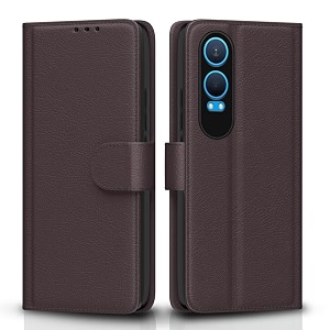 pikkme flip cover for oneplus nord ce 4 lite 5g  leather finish  shockproof with card pockets amp wallet stand  ultimate protection case coffee