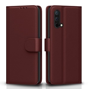 pikkme flip cover for oneplus nord ce 5g  leather finish  shockproof with card pockets amp wallet stand  ultimate protection casebrown