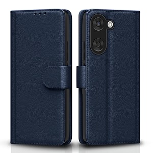 pikkme flip cover for oneplus nord ce5 5g leather finish  inside tpu with card pockets  wallet stand and shock proof  complete protection flip caseblue