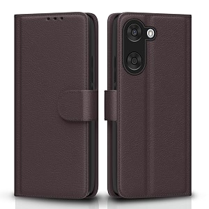 pikkme flip cover for oneplus nord ce5 5g leather finish  inside tpu with card pockets  wallet stand and shock proof  complete protection flip casecoffee