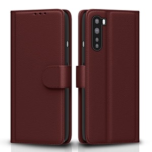 pikkme flip cover for oneplus nord leather finish  shockproof with card pockets amp wallet stand  ultimate protection casebrown