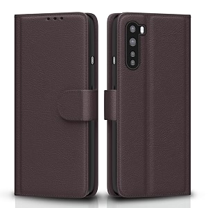 pikkme flip cover for oneplus nord oneplus nord  leather finish  shockproof with card pockets amp wallet stand  ultimate protection case coffee