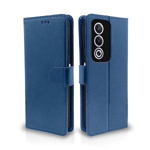 pikkme flip cover for oppo a3 pro 5g  leather finish  shockproof with card pockets amp wallet stand  ultimate protection case blue