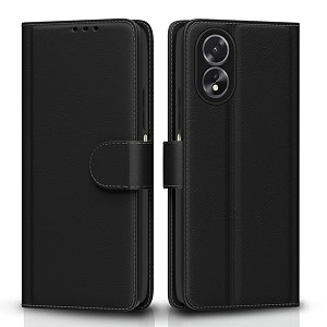 pikkme flip cover for oppo a38 4g  oppo a18 4g  leather finish  shockproof with card pockets amp wallet stand  ultimate protection case black