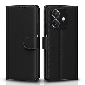 pikkme flip cover for oppo a3x 5g  a3x 4g  a3 5g leather finish  shockproof with card pockets amp wallet stand  ultimate protection caseblack