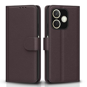 pikkme flip cover for oppo a5 pro 5g leather finish  inside tpu with card pockets  wallet stand and shock proof  complete protection flip casecoffee