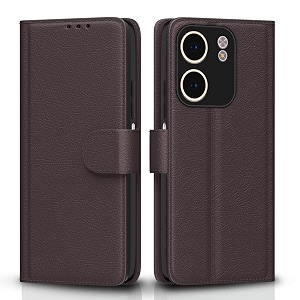 pikkme flip cover for oppo a5x  leather finish  shockproof with card pockets amp wallet stand  ultimate protection casecoffee