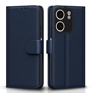 pikkme flip cover for oppo a5x  leather finish  shockproof with card pockets amp wallet stand  ultimate protection caseblue