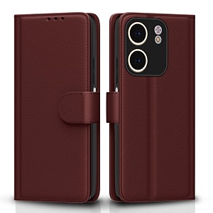 pikkme flip cover for oppo a5x  leather finish  shockproof with card pockets amp wallet stand  ultimate protection casebrown