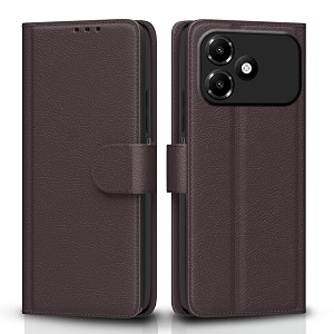 pikkme flip cover for oppo a6c leather finish  inside tpu with card pockets  wallet stand and shock proof  complete protection flip case coffee