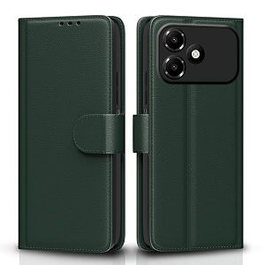 pikkme flip cover for oppo a6c leather finish  inside tpu with card pockets  wallet stand and shock proof  complete protection flip case green