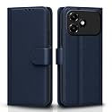 Pikkme Flip Cover for Oppo A6c Leather Finish | Inside TPU with Card Pockets | Wallet Stand and Shock Proof | Complete Protection Flip Case (Blue)