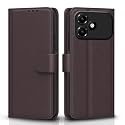 Pikkme Flip Cover for Oppo A6c Leather Finish | Inside TPU with Card Pockets | Wallet Stand and Shock Proof | Complete Protection Flip Case (Coffee)