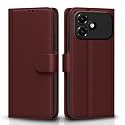 Pikkme Flip Cover for Oppo A6c Leather Finish | Inside TPU with Card Pockets | Wallet Stand and Shock Proof | Complete Protection Flip Case (Brown)