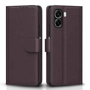 pikkme flip cover for oppo a6x 5g leather finish  inside tpu with card pockets  wallet stand and shock proof  complete protection flip case coffee