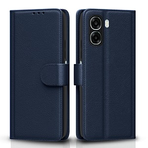 pikkme flip cover for oppo a6x 5g  leather finish  shockproof with card pockets amp wallet stand  ultimate protection case blue