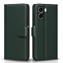 Pikkme Flip Cover for Oppo A6X 5G Leather Finish | Inside TPU with Card Pockets | Wallet Stand and Shock Proof | Complete Protection Flip Case (Green)