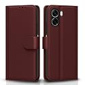 Pikkme Flip Cover for Oppo A6X 5G Leather Finish | Inside TPU with Card Pockets | Wallet Stand and Shock Proof | Complete Protection Flip Case (Brown)