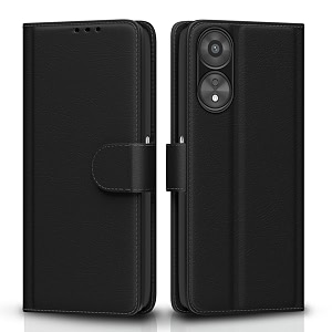 pikkme flip cover for oppo a78 5g  leather finish  shockproof with card pockets amp wallet stand  ultimate protection caseblack