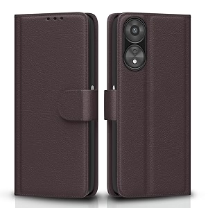 pikkme flip cover for oppo a78 5g  leather finish  shockproof with card pockets amp wallet stand  ultimate protection case coffee