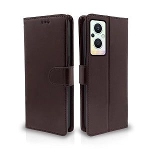 pikkme flip cover for oppo f21 pro 5g  f21s pro 5g  leather finish  shockproof with card pockets amp wallet stand  ultimate protection casecoffee