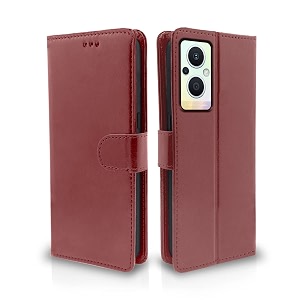 pikkme flip cover for oppo f21 pro 5g  f21s pro 5g  leather finish  shockproof with card pockets amp wallet stand  ultimate protection casebrown