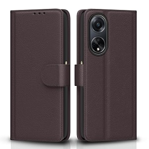pikkme flip cover for oppo f23 5g  leather finish  shockproof with card pockets amp wallet stand  ultimate protection casecoffee