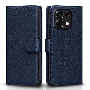 pikkme flip cover for oppo f31 5g  oppo f33 5g leather finish  inside tpu with card pockets  wallet stand and shock proof  complete protection flip case blue