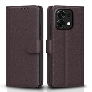 pikkme flip cover for oppo f31 5g  oppo f33 5g leather finish  inside tpu with card pockets  wallet stand and shock proof  complete protection flip case coffee