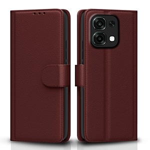 pikkme flip cover for oppo f31 5g  oppo f33 5g leather finish  inside tpu with card pockets  wallet stand and shock proof  complete protection flip case brown