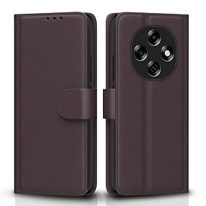 pikkme flip cover for oppo f31 pro 5g leather finish  inside tpu with card pockets  wallet stand and shock proof  complete protection flip casecoffee