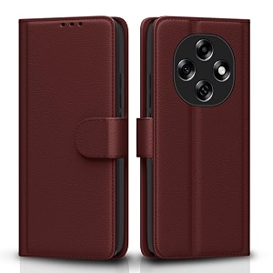 pikkme flip cover for oppo f31 pro 5g leather finish  inside tpu with card pockets  wallet stand and shock proof  complete protection flip casebrown
