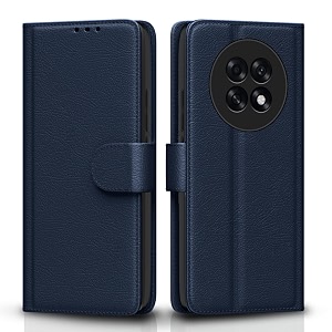 pikkme flip cover for oppo f31 pro plus 5g leather finish  inside tpu with card pockets  wallet stand and shock proof  complete protection flip caseblue