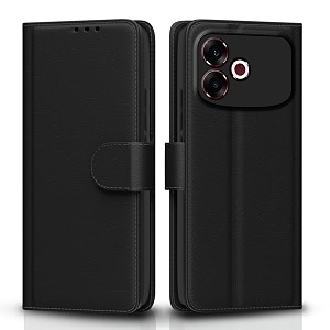 pikkme flip cover for oppo f33 pro 5g leather finish  inside tpu with card pockets  wallet stand and shock proof  complete protection flip case black
