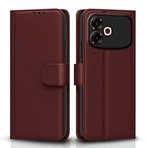 pikkme flip cover for oppo f33 pro 5g leather finish  inside tpu with card pockets  wallet stand and shock proof  complete protection flip case brown