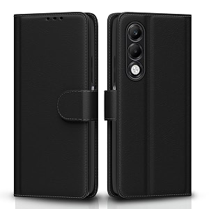 pikkme flip cover for oppo k13x 5g  leather finish  shockproof with card pockets amp wallet stand  ultimate protection caseblack
